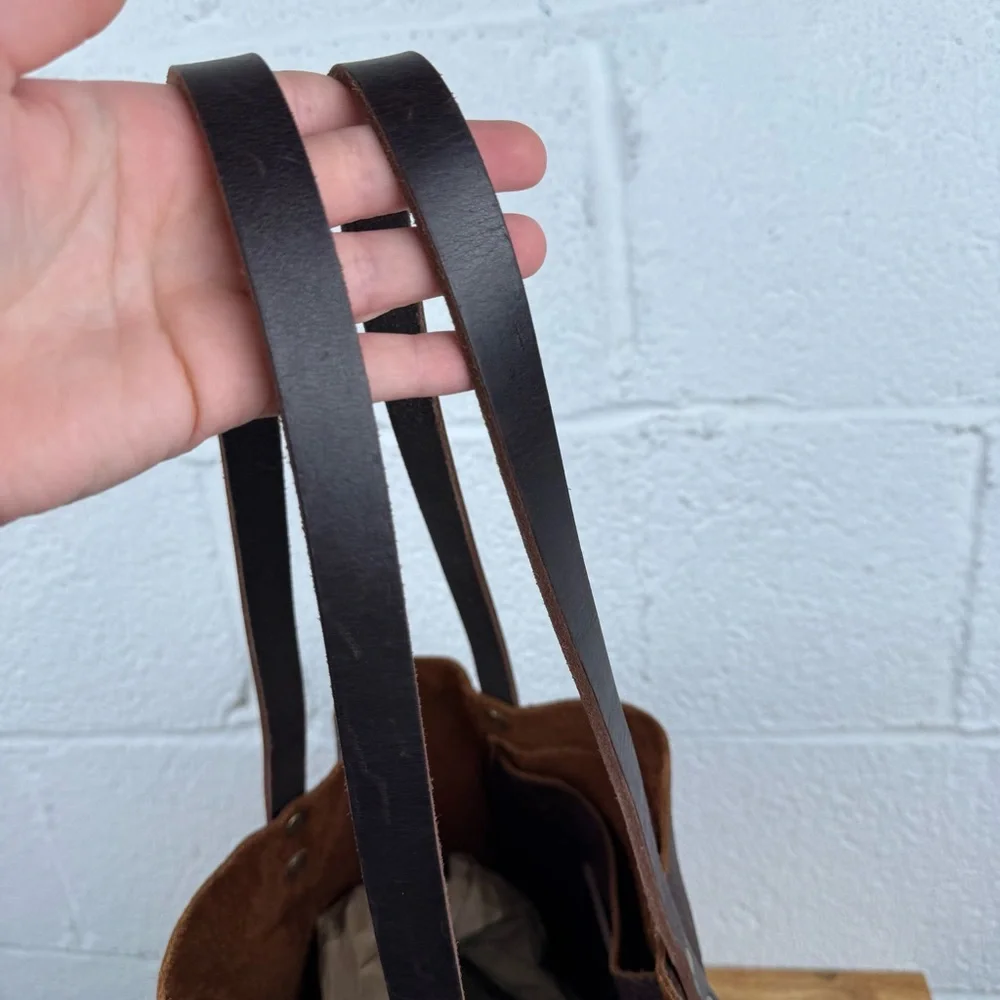 Portland Leather Goods Small Coldbrew Brown Pebbled Leather Tote Bag - Picture 6 of 13